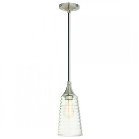 Livex Lighting Art Glass Mini Pendant 1 Light Brushed Nickel Mini Pendant