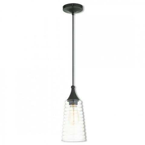 Livex Lighting Art Glass Mini Pendant 1 Light English Bronze Mini Pendant