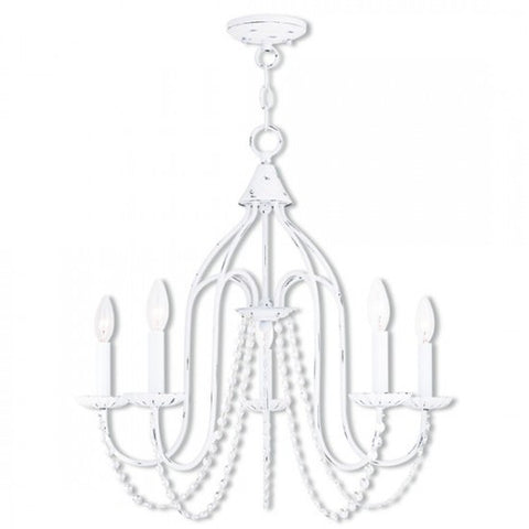 Livex Lighting Alessia 5 Light Antique White Chandelier