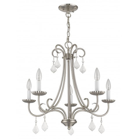 Livex Lighting Daphne 5 Light Brushed Nickel Chandelier