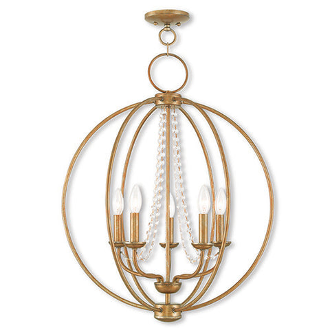 Livex Lighting Arabella 5 Light Antique Gold Leaf Chandelier