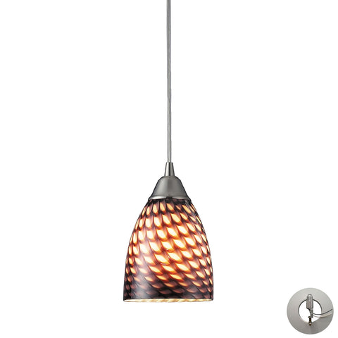 Arco Baleno 1 Light Pendant In Satin Nickel And Coco GlassWith Adapter Kit