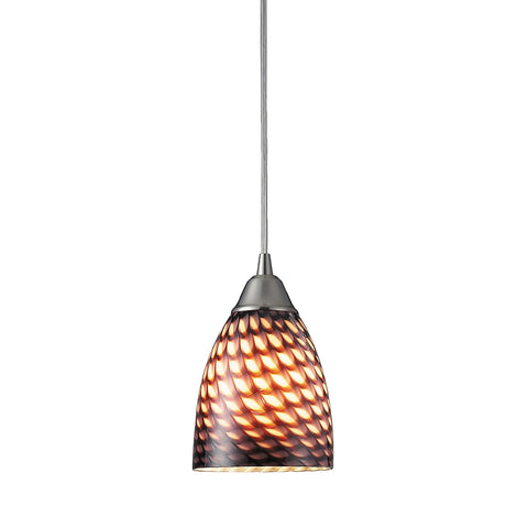Arco Baleno 1 Light Pendant In Satin Nickel And Coco Glass