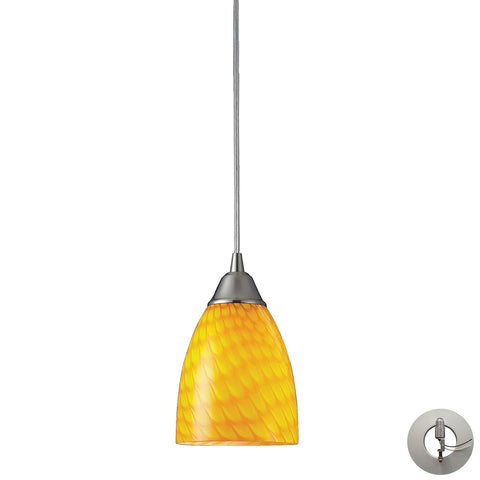 Arco Baleno 1 Light Pendant In Satin Nickel And Canary GlassWith Adapter Kit