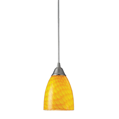 Arco Baleno 1 Light Pendant In Satin Nickel And Canary Glass