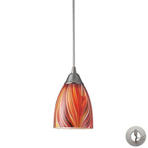 Arco Baleno 1 Light Pendant In Satin Nickel And Multi Glass With Adapter Kit