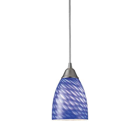 Arco Baleno 1 Light Pendant In Satin Nickel And Sapphire Glass