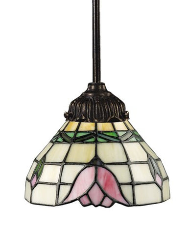 Mix-N-Match 1 Light Pendant In Tiffany Bronze And Multicolor Glass