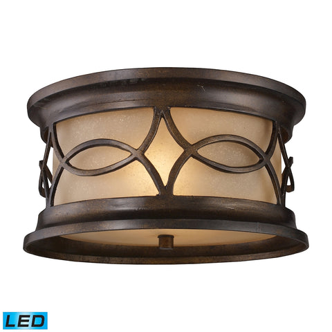 Burlington Junction 2 Light Outdoor LED Flush Mount In Hazelnut Bronze