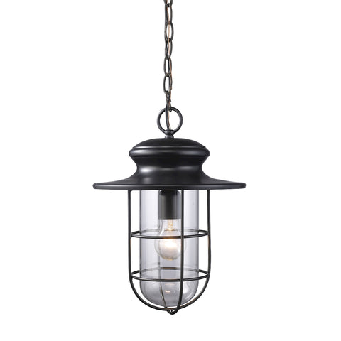 Portside 1 Light Outdoor Pendant In Matte Black