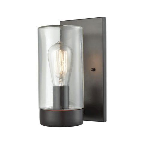 Ambler 1 Light Outdoor Wall Sconce In Oil Rubbed Bronze With Clear Glass