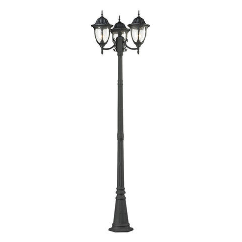 Central Square 3 Light Outdoor Post Lamp In Textured Matte Black