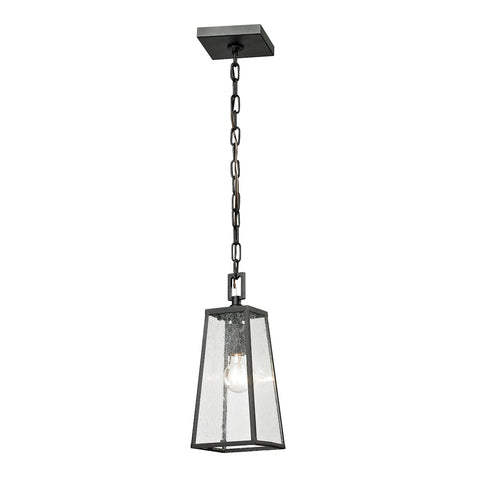 Meditterano 1 Light Outdoor Pendant In Textured Matte Black