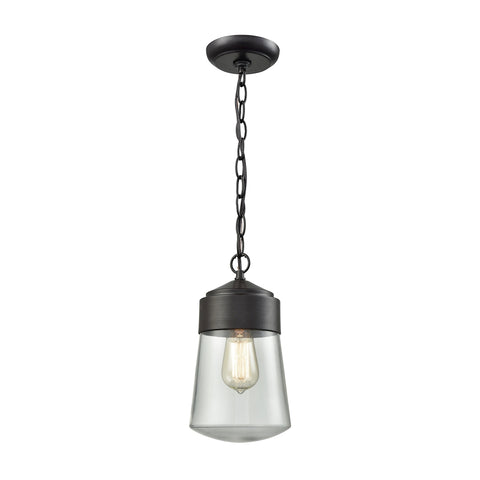 Mullen Gate 1 Light Outdoor Pendant In Oil Rubbed Bronze With Clear Glass