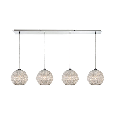 Crystal Ring 4 Light Pendant In Polished Chrome