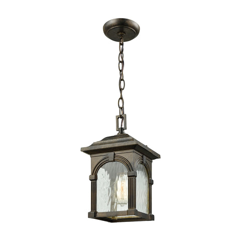 Stradelli 1 Light Outdoor Pendant In Hazelnut Bronze With Clear Water Glass