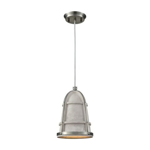 Urban Form 1 Light Concrete Pendant With Black Nickel Accents - Includes Recessed Lighting Kit