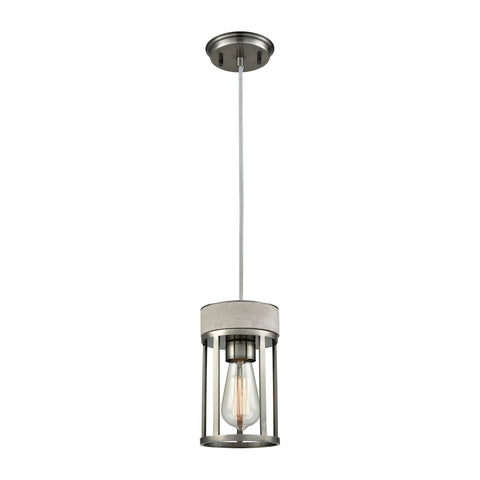 Urban Form 1 Light Pendant In Black Nickel With Concrete Accent