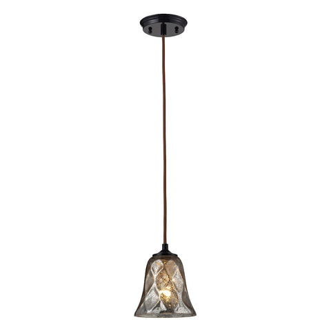 Darien 1 Light Pendant In Oiled Bronze And Mercury Glass