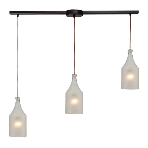 Skylar 3 Light Pendant In Oiled Bronze And Frosted Glass