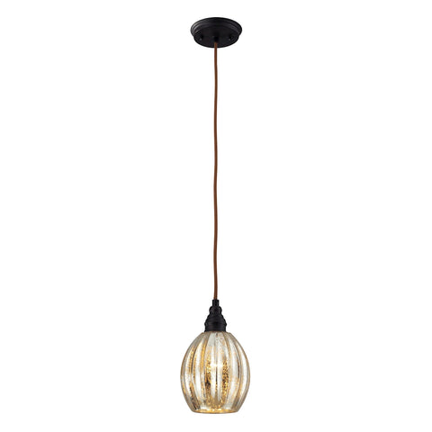 Danica 1 Light Pendant In Oiled Bronze And Mercury Glass