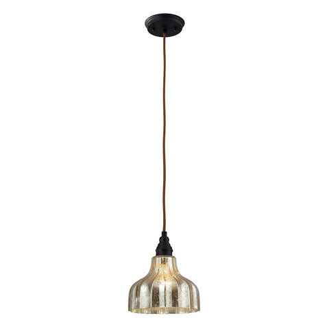 Danica 1 Light Pendant In Oiled Bronze And Mercury Glass