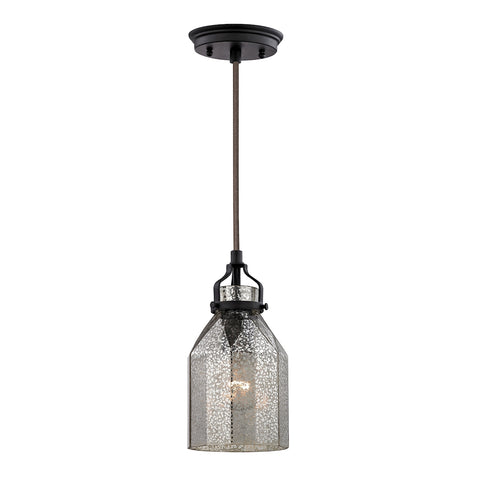 Danica 1 Light Pendant In Oil Rubbed Bronze And Mercury Glass