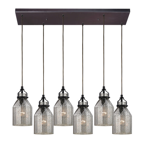 Danica 6 Light Pendant In Oil Rubbed Bronze And Mercury Glass