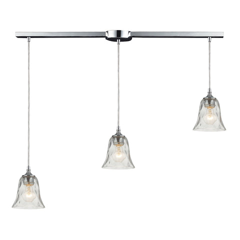 Darien 3 Light Pendant In Polished Chrome And Clear Glass