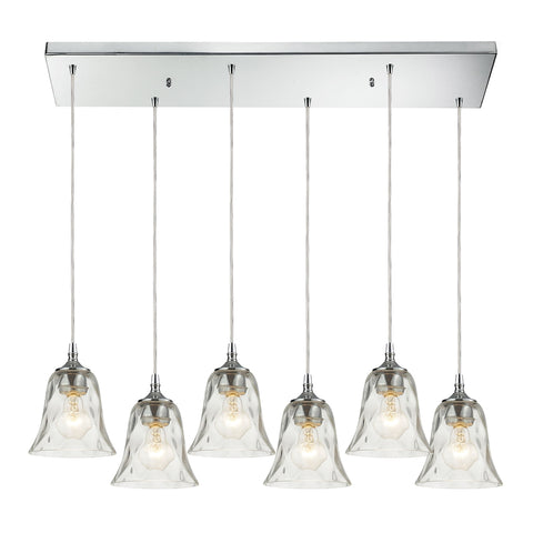 Darien 6 Light Pendant In Polished Chrome And Clear Glass