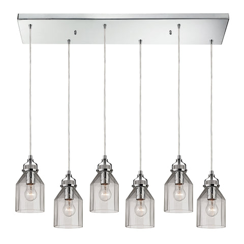 Danica 6 Light Pendant In Polished Chrome And Clear Glass