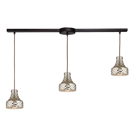 Danica 3 Light Pendant In Oil Rubbed Bronze And Mercury Glass