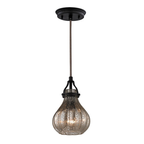 Danica 1 Light Pendant In Oil Rubbed Bronze And Mercury Glass