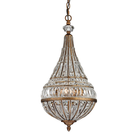 Empire 3 Light Pendant In Mocha And Clear Crystal