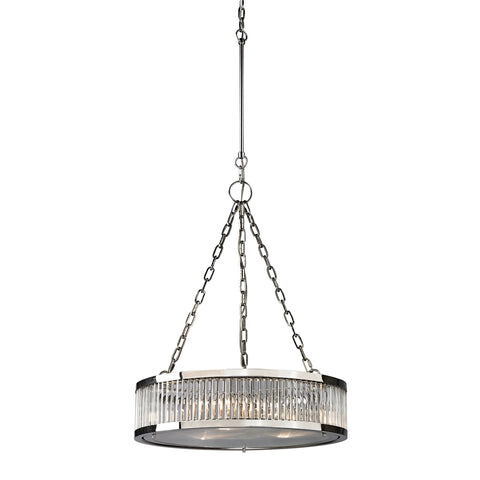 Linden Manor 3 Light Pendant In Crystal And Polished Nickel