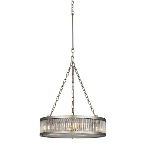 Linden Manor 3 Light Pendant In Crystal And Brushed Nickel