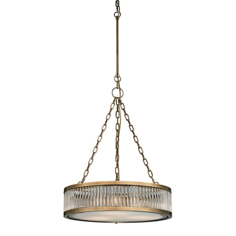 Linden Manor 3 Light Pendant In Crystal And Aged Brass