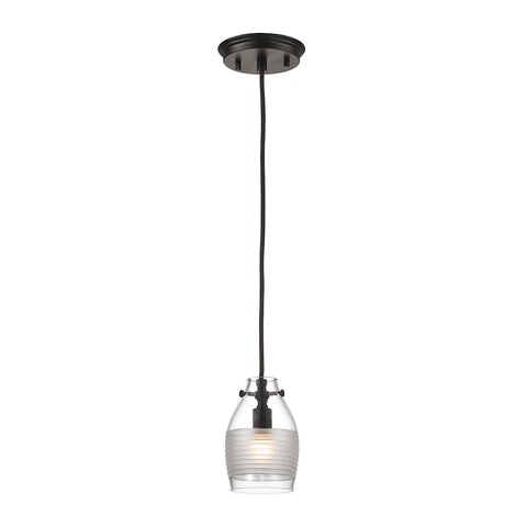Carved Glass 1 Light Pendant In Oil Rubbed Bronze