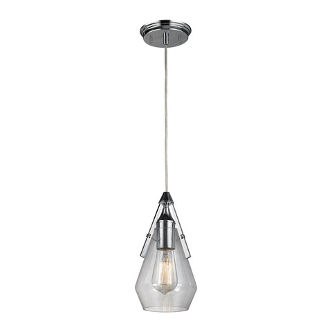Duncan 1 Light Pendant In Polished Chrome And Clear Glass