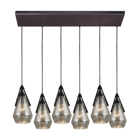 Duncan 6 Light Pendant In Oil Rubbed Bronze And Antique Mercury Glass