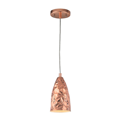 Hammersmith 1 Light Pendant In Hammered Polished Copper