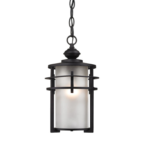 Meadowview 1 Light Outdoor Pendant In Matte Black