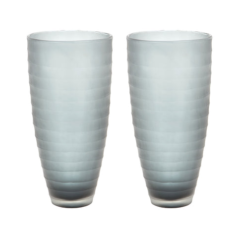 Smoke Matte Cut Vases - Set of 2