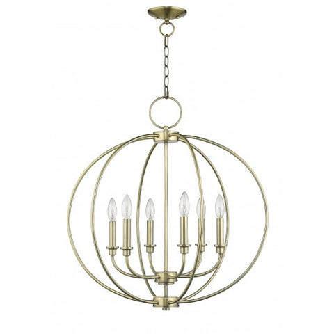 Livex Lighting Milania 6 Light Antique Brass Chandelier