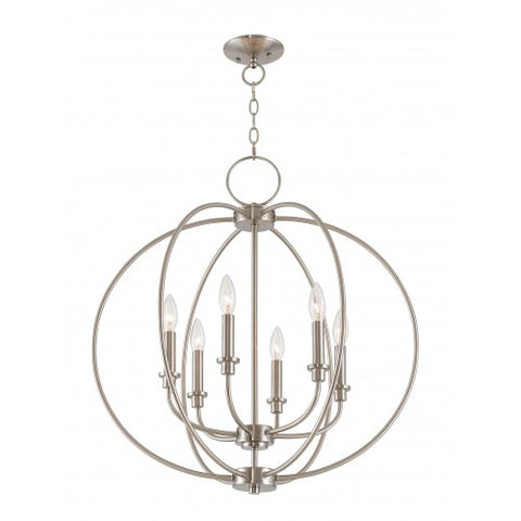 Livex Lighting Milania 6 Light Brushed Nickel Chandelier