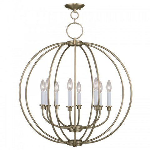 Livex Lighting Milania 8 Light Antique Brass Chandelier
