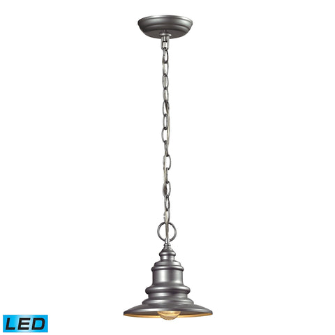 Marina 1 Light Outdoor LED Pendant In Matte Silver