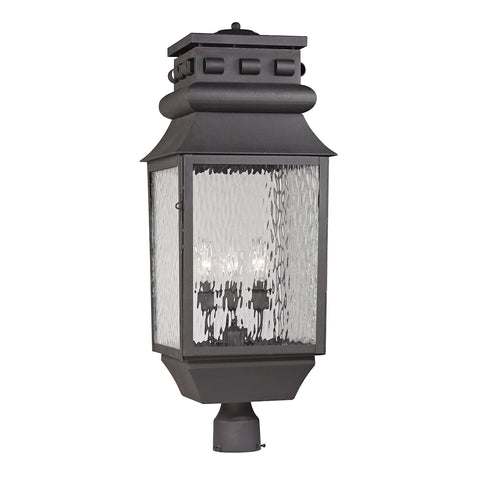 Forged Lancaster 3 Light Outdoor Post Lamp In Charcoal