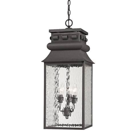 Forged Lancaster 3 Light Outdoor Pendant In Charcoal