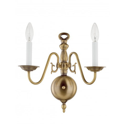 Livex Lighting Williamsburgh 2 Light Antique Brass Wall Sconce